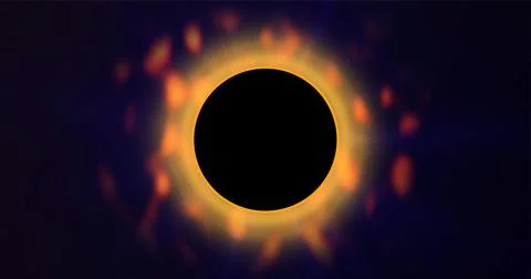 Planet sunrise, lunar eclipse solar eclipse concept sunrays shining bg. Mar.. Stock Illustration