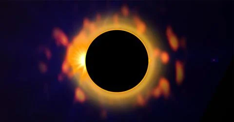 Planet sunrise, lunar eclipse solar eclipse concept sunrays shining bg. Mar.. Stock Illustration