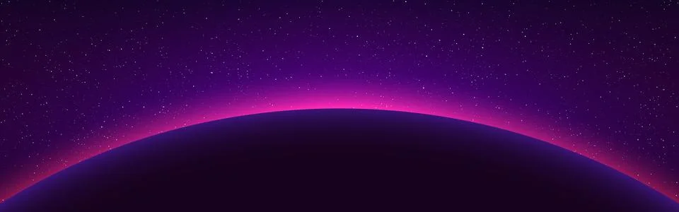 Planet sunrise. Sun eclipse in cosmos. Starry background with planet orbit... Stock-Illustration