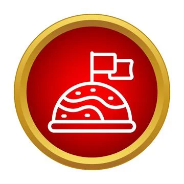 Planet surface exploration with flags icon Stock Illustration
