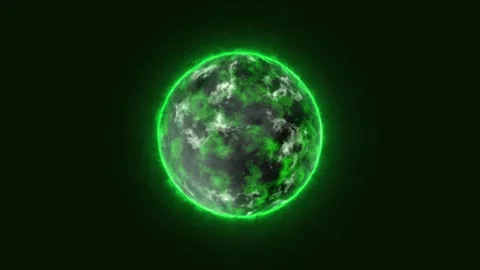 A planet surrounded by a bright green glow or aura. Vídeos de archivo 306225593
