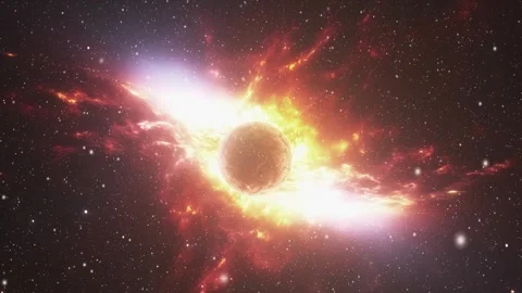 The planet is surrounded by fire from its close position to the star. Stock Footage 247819533