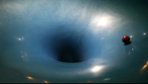 A planet swallowed by black hole simulation Stock Footage 10818471