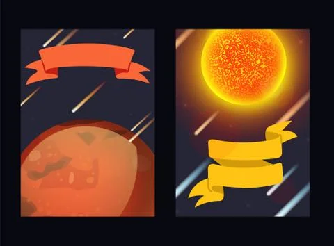 Planet system, pattern for print, space body vector illustration. Object red Stock Illustration