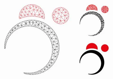 Planet System Vector Mesh 2D Model and Triangle Mosaic Icon イラスト素材