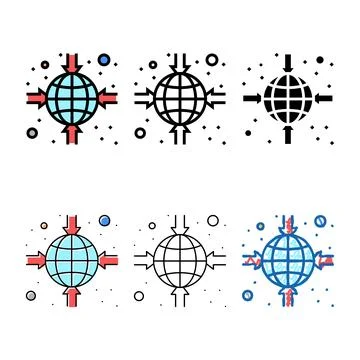 Planet target color icon types vector Stock Illustration