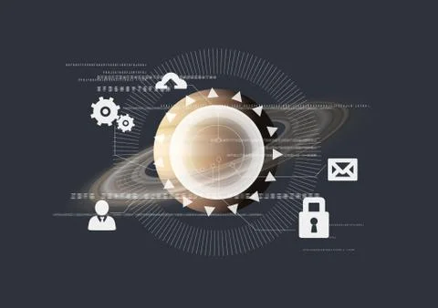 Planet with technology interface Stockillustratie