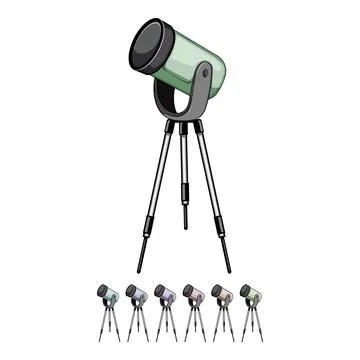 Planet telescope cartoon vector graphic Stock Illustration