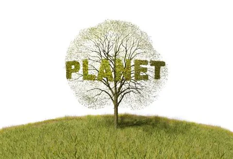 Planet text on a tree Stock Illustration
