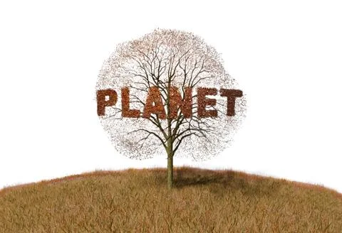 Planet text on a tree Stock Illustration