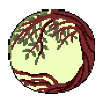 Planet tree of life pixel art vector illustration Stock Illustration