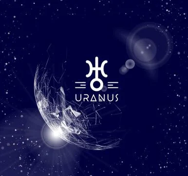 Planet Uranus in the form of polygonal mesh elements in the form of lines and Illustrazione stock