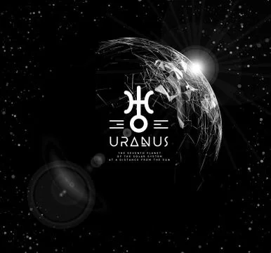 Planet Uranus in the form of polygonal mesh elements in the form of lines and Stockillustratie