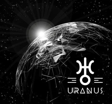 Planet Uranus in the form of polygonal mesh elements in the form of lines and Illustrazione stock
