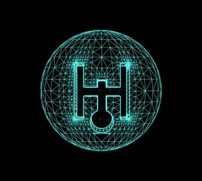 Planet Uranus in the form of polygonal mesh elements in the form of lines and Illustrazione stock