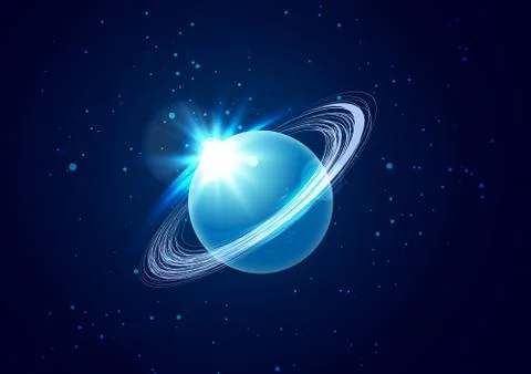 Planet Uranus in space background with star. The planet in astrology is Stock Illustration