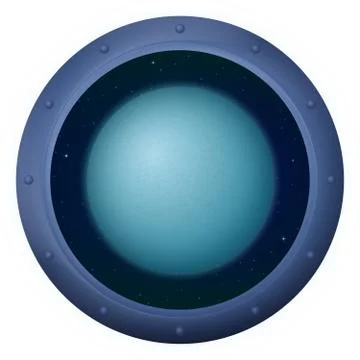 Planet Uranus in space window Stock Illustration