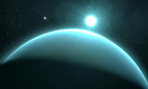 Planet Uranus with sunrise Stock Illustration