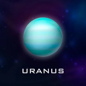 Planet Uranus. Vector 3d Realistic Space Planet in Space Starry Sky. Galaxy Illustrazione stock