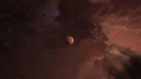 A planet in the vastness of space surrounded by the nebulae of the solar system. Stock Footage 302168204