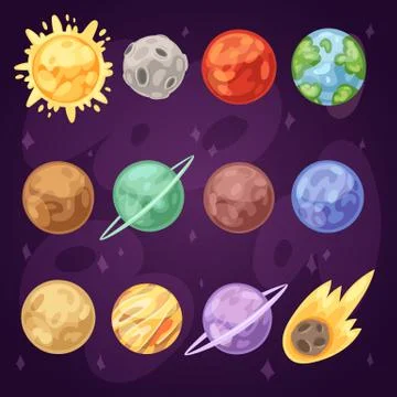 Planet vector planetary solar system in space with mercury venus earth or mars Stock Illustration