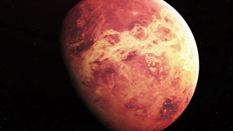 Planet Venus Closeup Rotating in Space 3D Motion Graphic zoom out Stock Footage 346042908