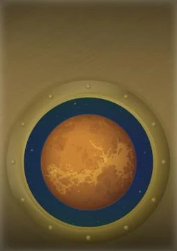 Planet Venus in space window Stock Illustration