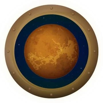 Planet Venus in space window Stock Illustration