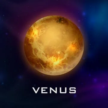 Planet Venus. Vector 3d Realistic Space Planet in Space Starry Sky. Galaxy Illustrazione stock