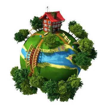 Planet Village Stock Illustration
