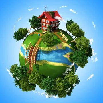Planet Village Stock Illustration