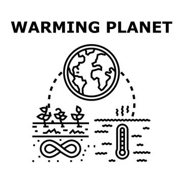 Planet warming concept showing global temperature increase Stock Illustration