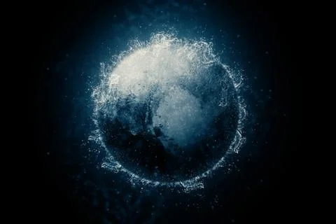 Planet in water - Pluto. Science fiction art. Stock Illustration