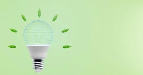 Planet wireframe on light bulb, globe with grid. Ecology environmental Illustrazione stock