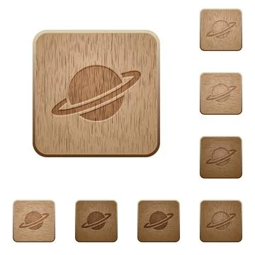 Planet wooden buttons Stock Illustration
