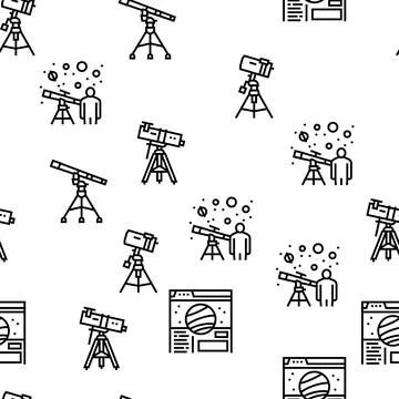 Planetarium Equipment Vector Seamless Pattern Stock Illustration