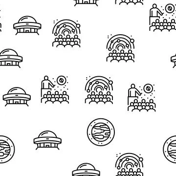 Planetarium Equipment Vector Seamless Pattern Illustrazione stock