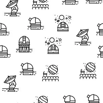 Planetarium Equipment Vector Seamless Pattern Illustrazione stock