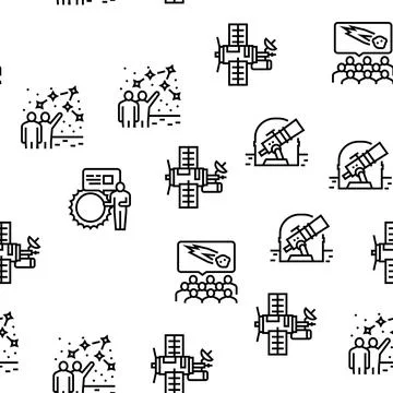 Planetarium Equipment Vector Seamless Pattern Illustrazione stock