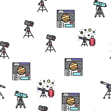 Planetarium Equipment Vector Seamless Pattern Illustrazione stock