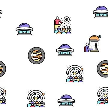 Planetarium Equipment Vector Seamless Pattern Ilustración de archivo