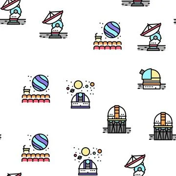 Planetarium Equipment Vector Seamless Pattern Illustrazione stock