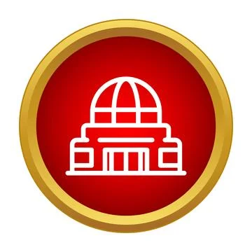 Planetarium observatory building icon with a red circle イラスト素材