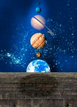 Planetary alignment, artwork Stock Illustration