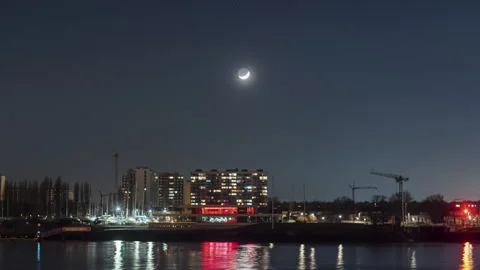 Planetary Alignment Timelapse with Moonset Stock Footage 301702495