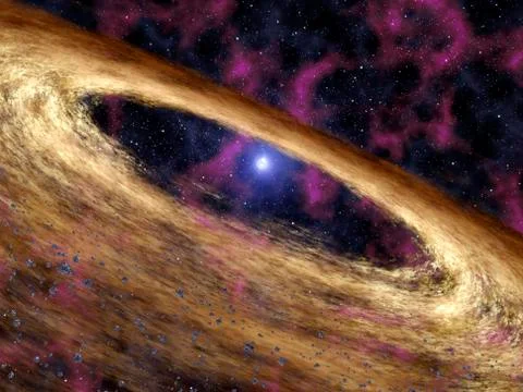 Planetary disc around a pulsar, artwork Stock Illustration