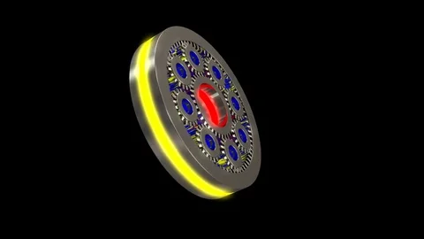 Planetary gear with 8 satellite dish, video loop at 6.22 seconds, with alpha Stock Footage 71979553
