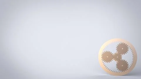 Planetary gears mechanism with shafts on solid background 3d rendering image イラスト素材