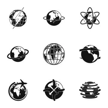 Planetary icons set, simple style Stock Illustration