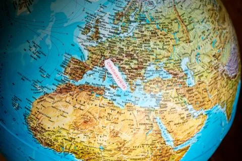 Planetary image. Covid-19 map of Italy Coronavirus contagion causing epidemic Stock Photos